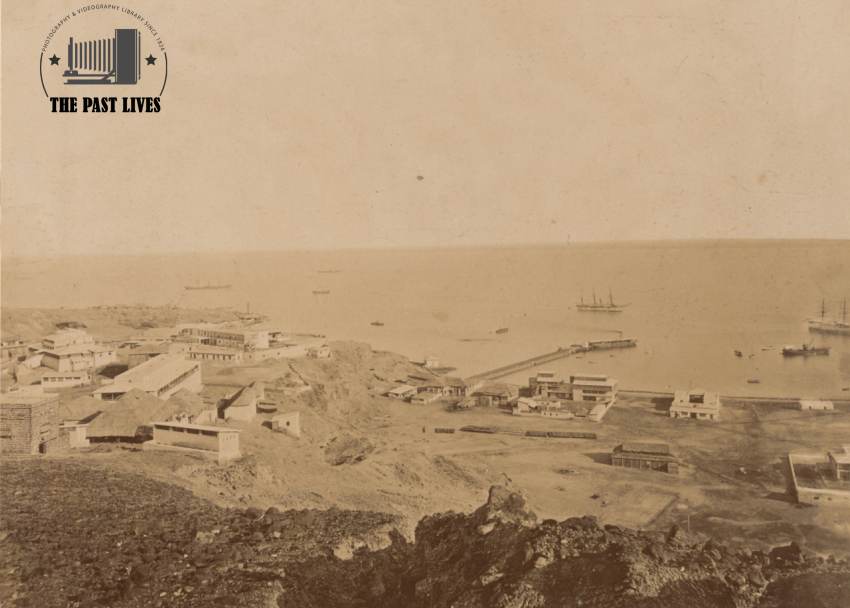 Yemen, Aden Port from the lighthouse, 1880