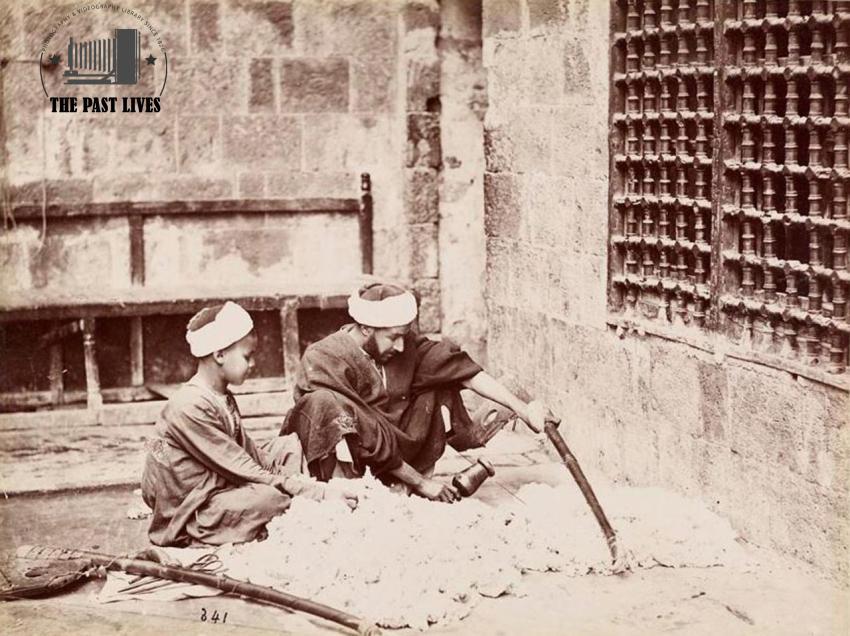 munjid Locals with Unprocessed Cotton, Egypt 1870