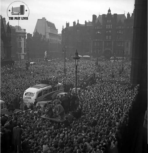 Historic Crowds in the Heart of Manchester ,England 1948