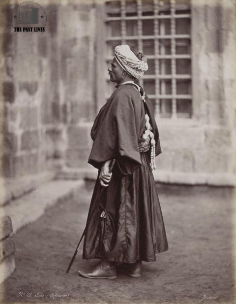 Horse groomer in traditional Egyptian dress 1887