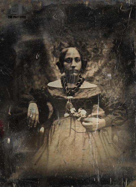 France , Young woman holding a flower 1840