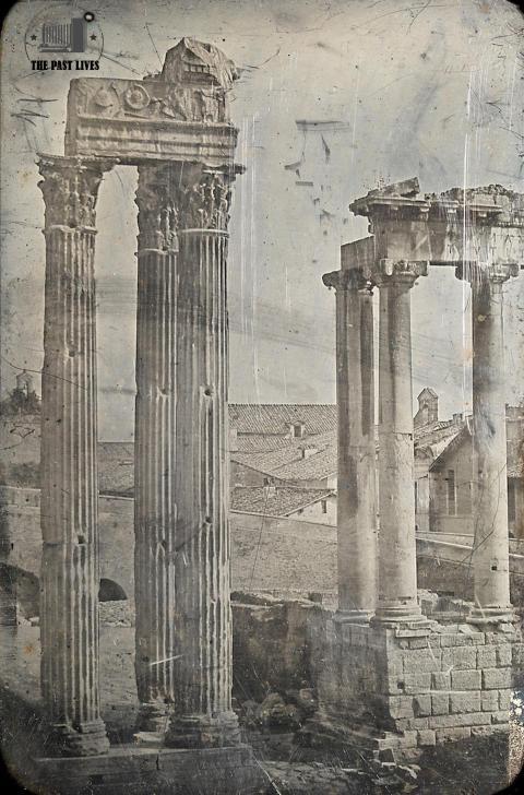Rome , The Temple of Vespasian and Titus and the Temple of Saturn 1842
