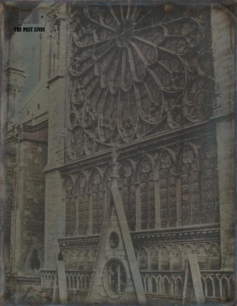 France  , Rose Window, Notre Dame Cathedral, Paris 1841